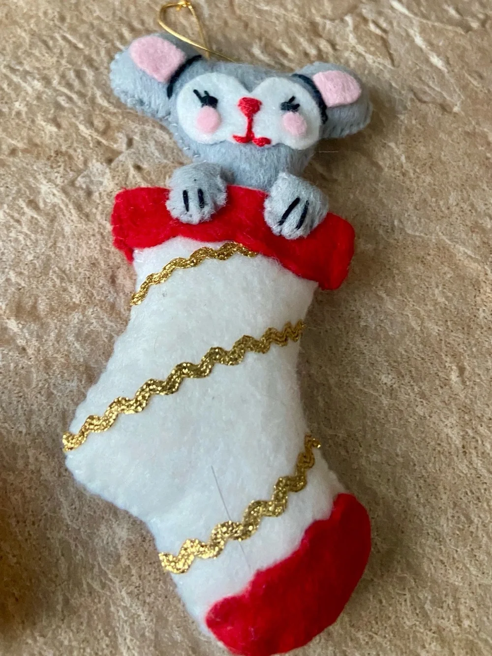 Set of 3 Vintage Fabric Ornaments Mouse Giraffe and Candle